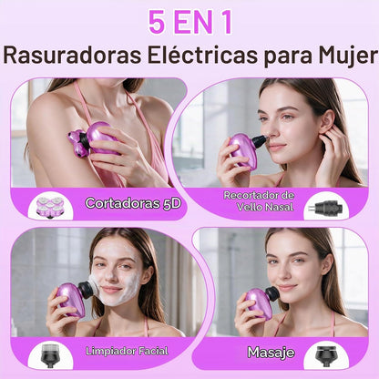 Maquinillas de afeitar eléctricas 5 en 1 para mujer, afeitadoras el...