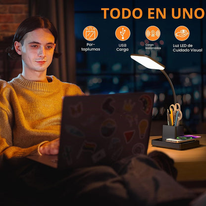 Sailstar - Lámpara de escritorio de carga inalámbrica con carga USB...