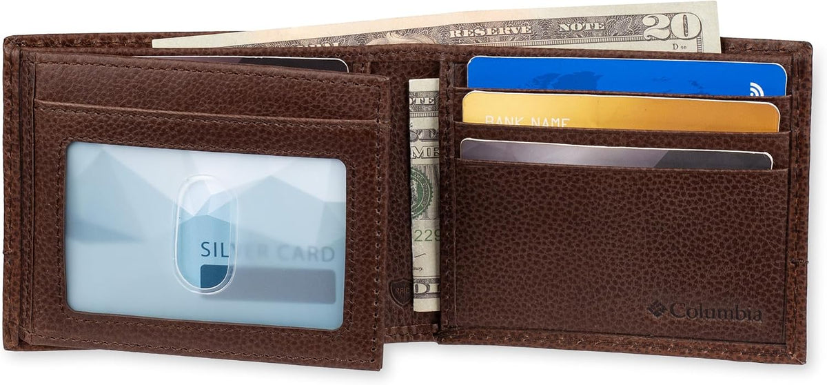 Columbia Billetera de cuero para hombre con ventana de identificaci...