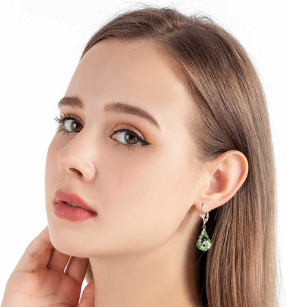 Aretes de cristal austriaco barroco con cierre de palanca para muje...