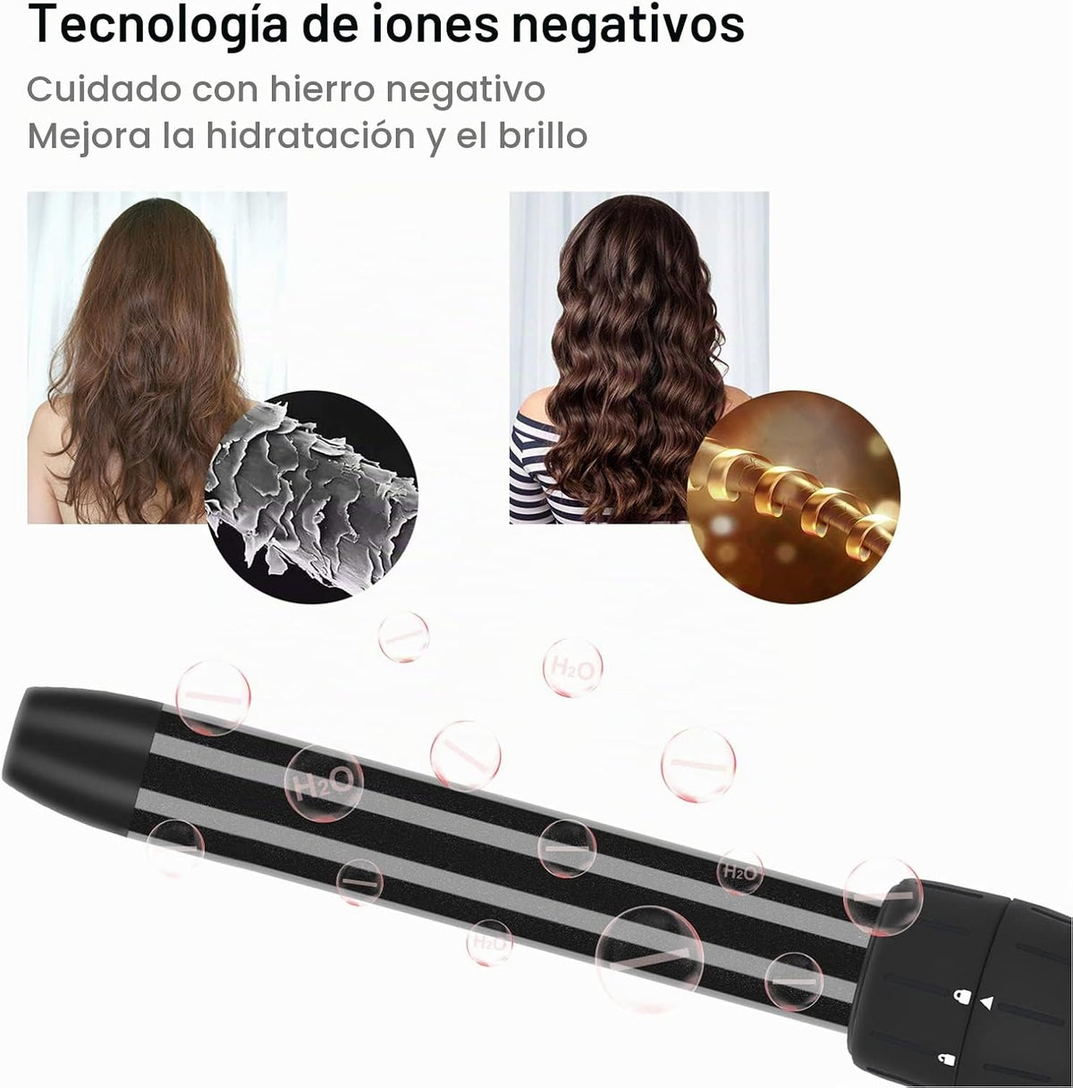 Diamante Turmalina cerámica PARWIN Pro Black 7-en-1 Rolo Hierro, vi...