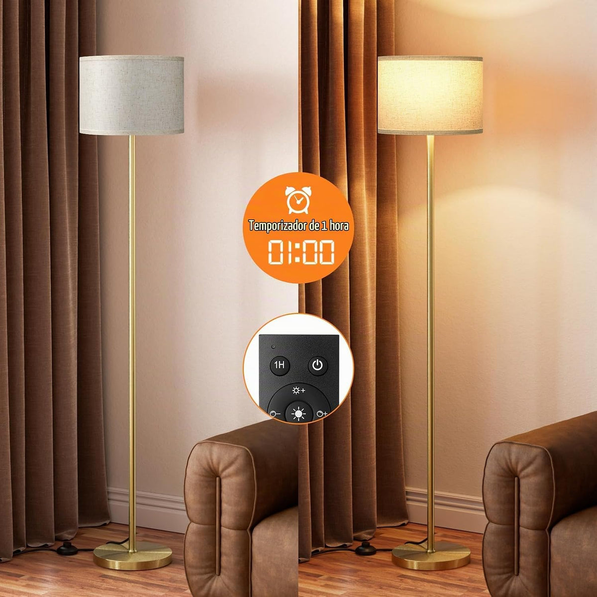 Ambimall - Lámpara de pie moderna con control remoto, lámparas alta...