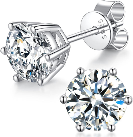 Aretes de moissanita para mujer, aretes de plata de ley 925 para ho...