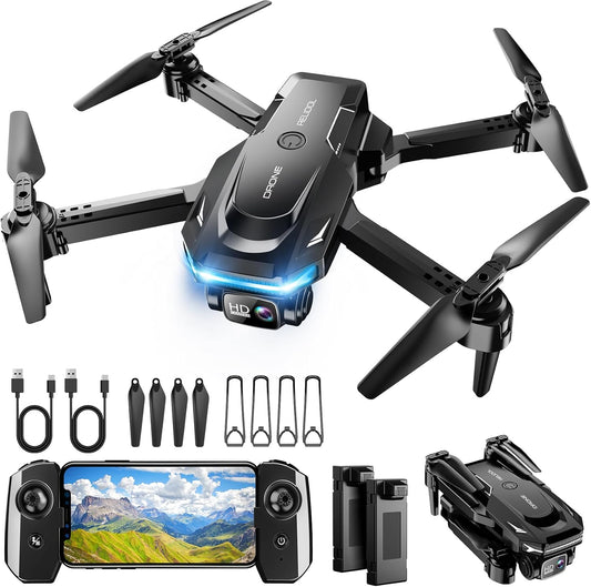 Drone con cámara 1080P - Drone plegable RC Quadcopter FPV con contr...