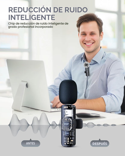 PQRQP Micrófono Lavalier inalámbrico profesional 3 en 1 para iPhone...