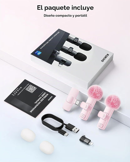 Micrófono de solapa inalámbrico para iPhone, iPad y teléfono Androi...
