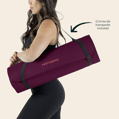 Retrospec Solana - Tapete de yoga grueso de 1\/2 pulgada antidesliz...