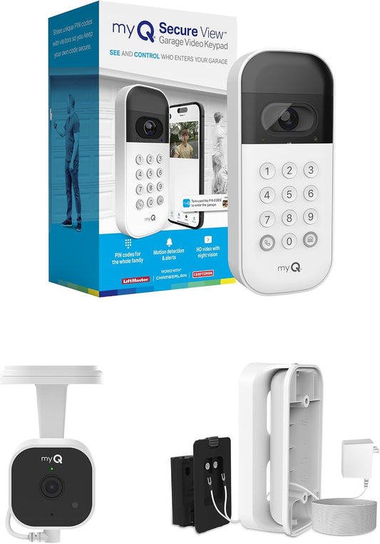 myQ Kit de inicio inteligente de garaje: teclado de video para puer...