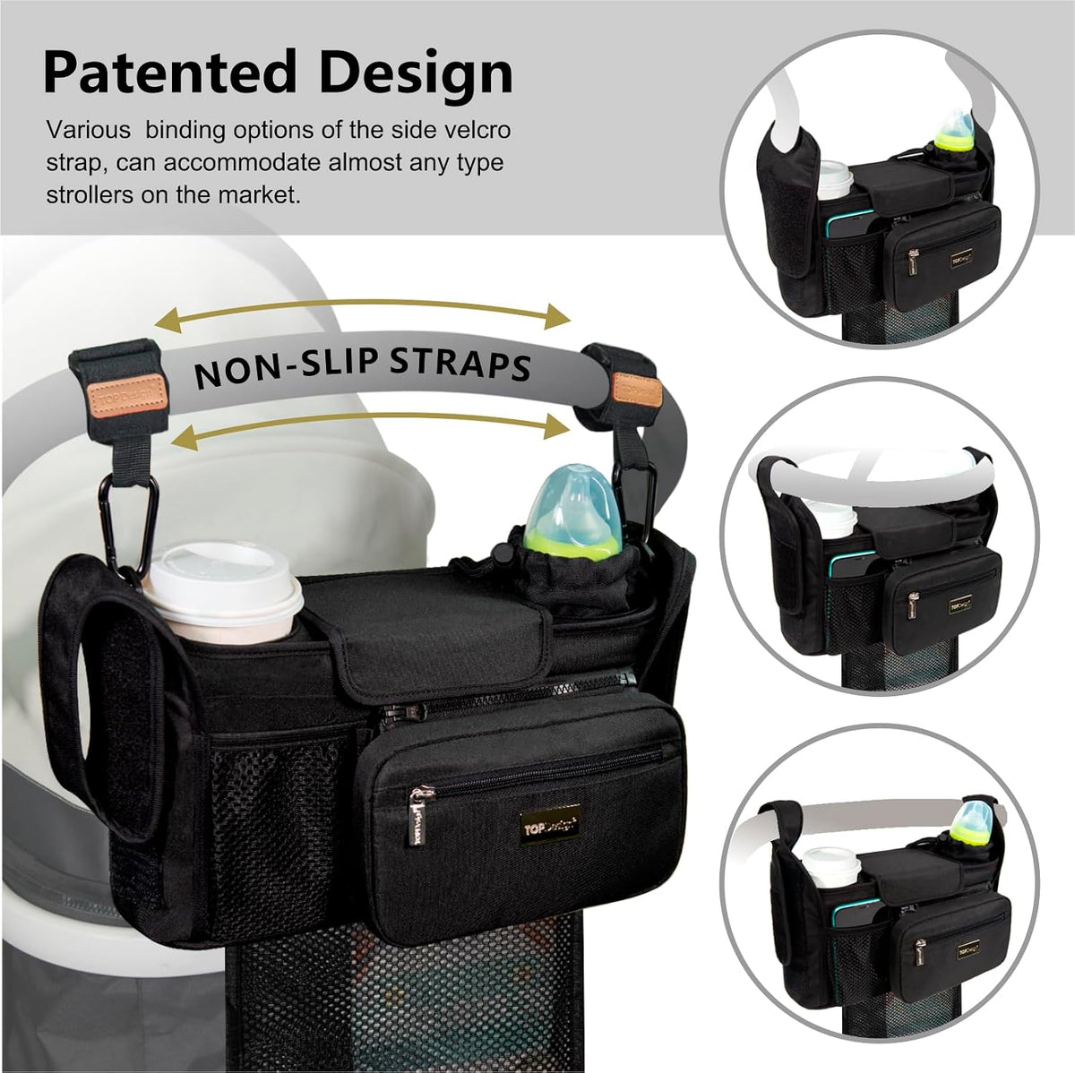 TOPDesign Organizador universal para cochecito de bebé, carrito de...