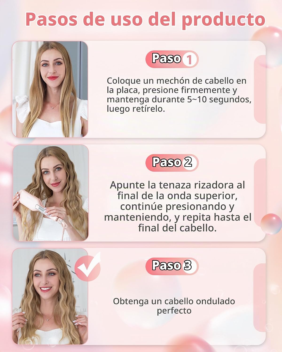 NOVUS Rizador de ondas de playa de 1.1 pulgadas para mujer, crimpad...