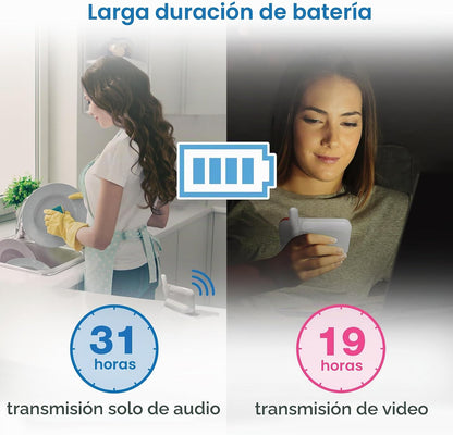 VTech Monitor de video para bebés con cámara y audio, pantalla LCD...