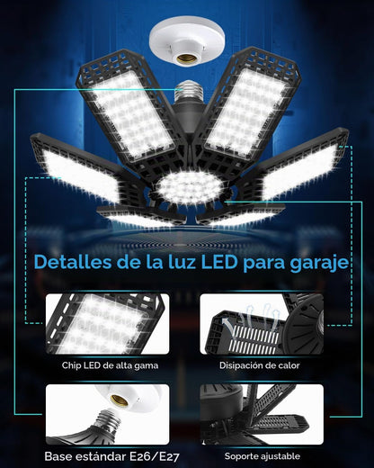 AUDLES - Paquete de 1 luz de garaje, 200 W, 20000 lm, 6500 K, luces...