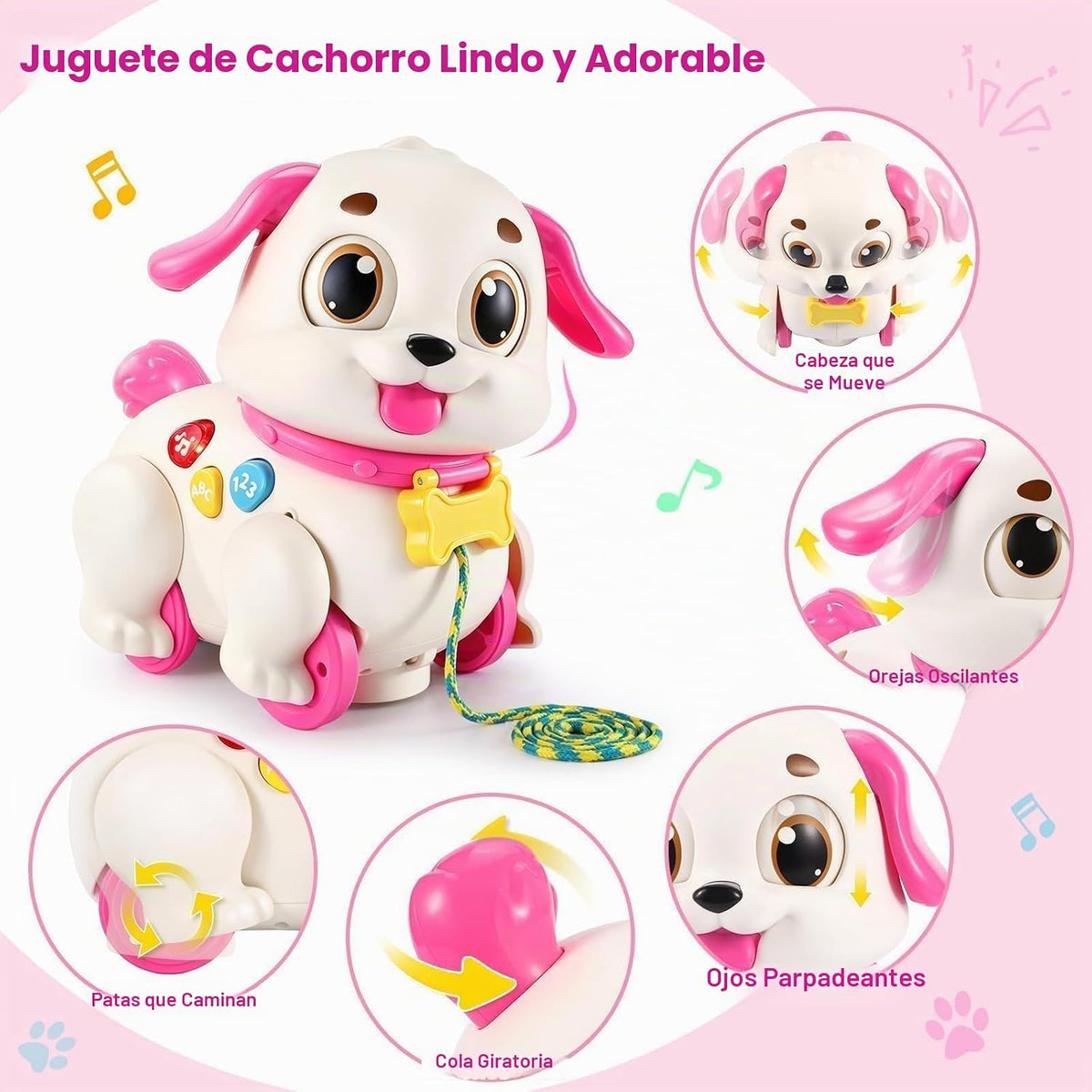 Yunaking Juguete musical para cachorros de 1 año, juguetes para beb...
