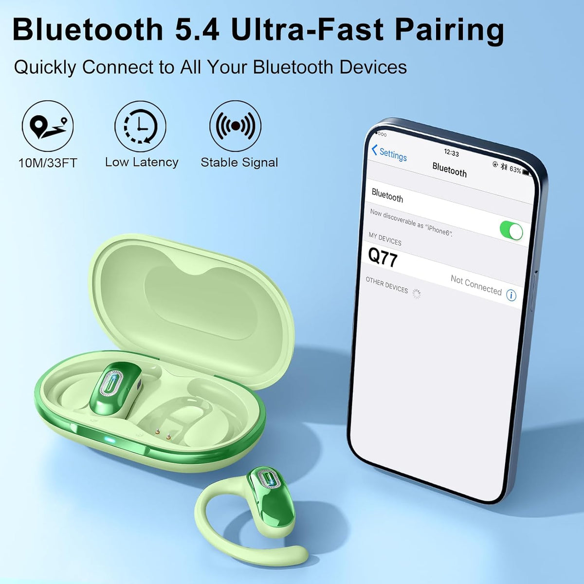 Auriculares abiertos, auriculares inalámbricos Bluetooth 5.4, 50H,...