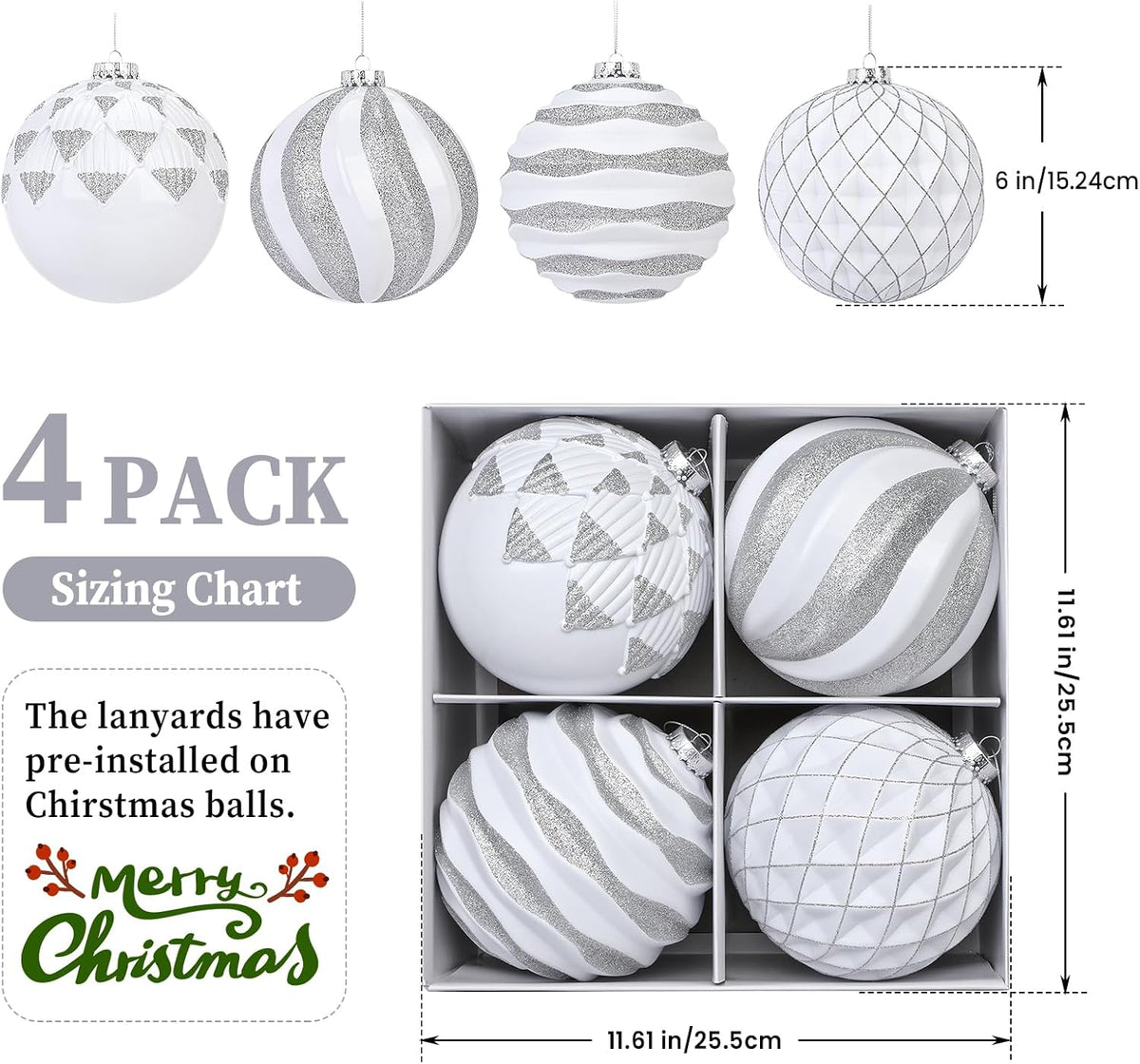 Alupssuc Bolas de Navidad grandes de 6 pulgadas\/5.906 in, 4 unidad...