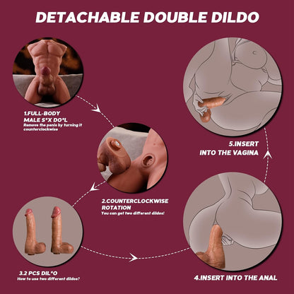 Muñeca sexual masculina de 11LB con consolador de control de aplica...