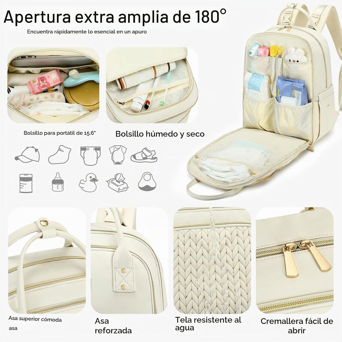 AIJIEKE Mochila para pañales, Mochila para pañales multifuncional g...