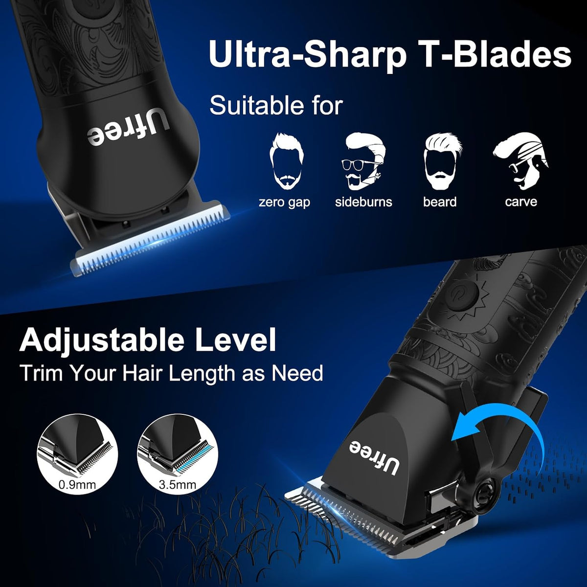 Ufree Cortapelos para hombres, recortador de barba, afeitadora de l...