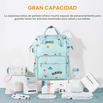 Mochila de pañales para mamá y papá, bolsa de cuidado del bebé, mat...