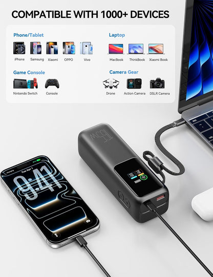 citicr Banco de energía portátil 27000mAh 165W cargador rápido con...