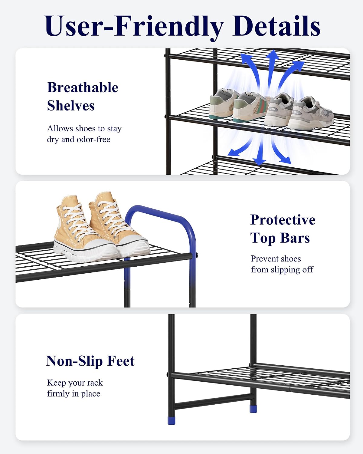 Kitsure Organizador de zapatos de acero inoxidable, 25.6 pulgadas d...