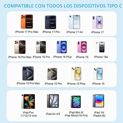 Cable de carga rápida tejido USB C-C de 10 pies, cargador de pared...