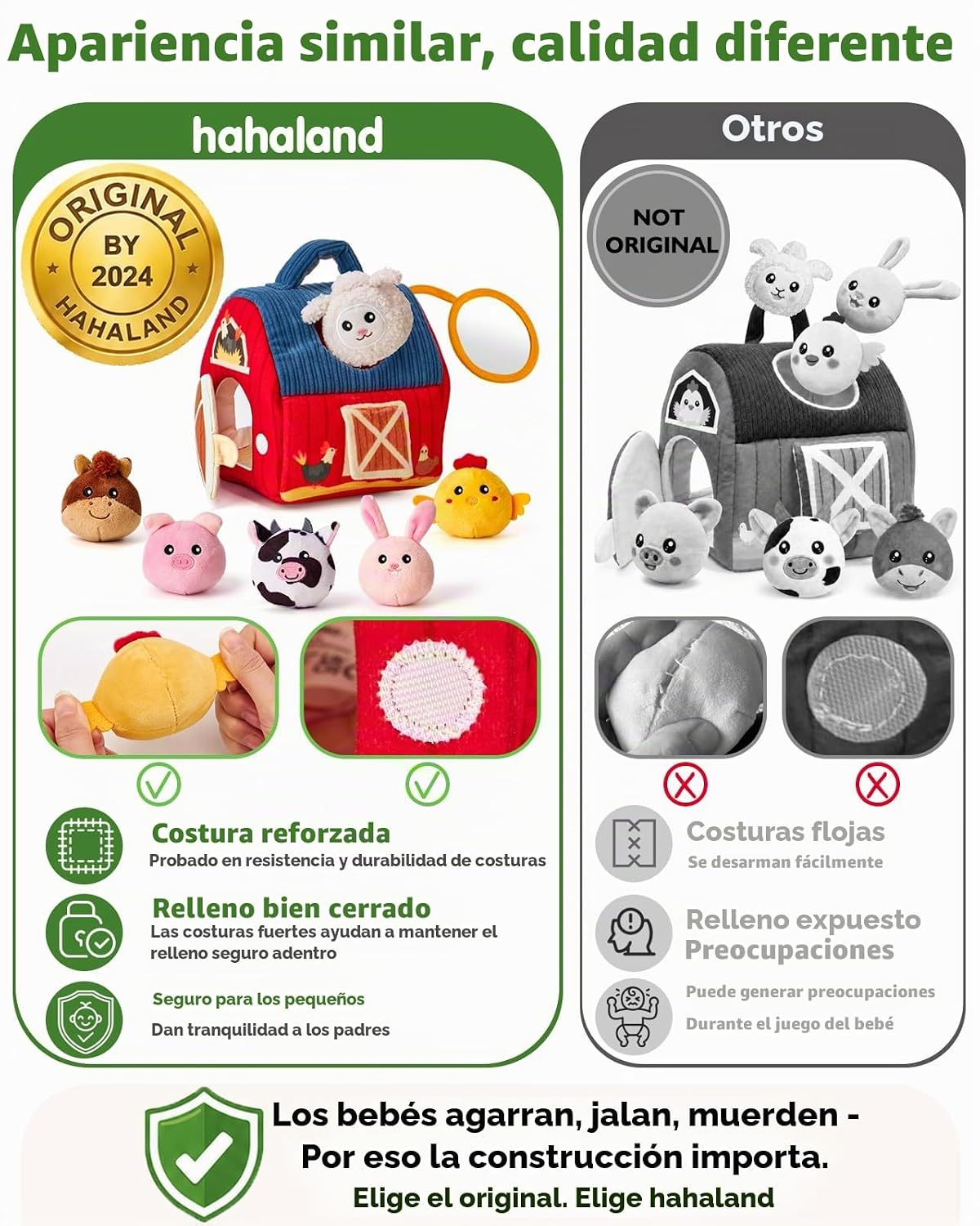 hahaland Juguetes para bebés de 6 a 12 meses - Peluche de animales...