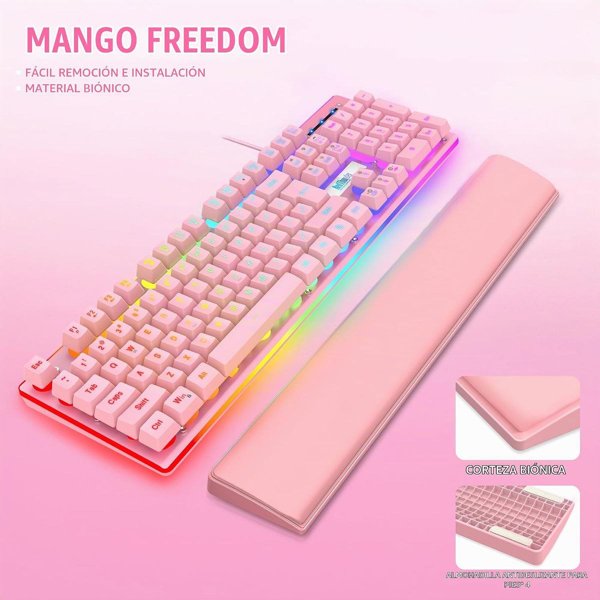 RedThunder K10 - Juego de teclado y mouse y reposamuñecas con cable...