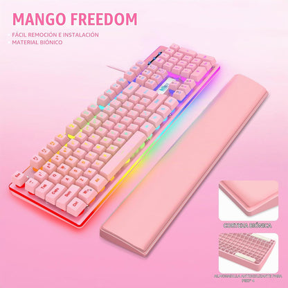 RedThunder K10 - Juego de teclado y mouse y reposamuñecas con cable...