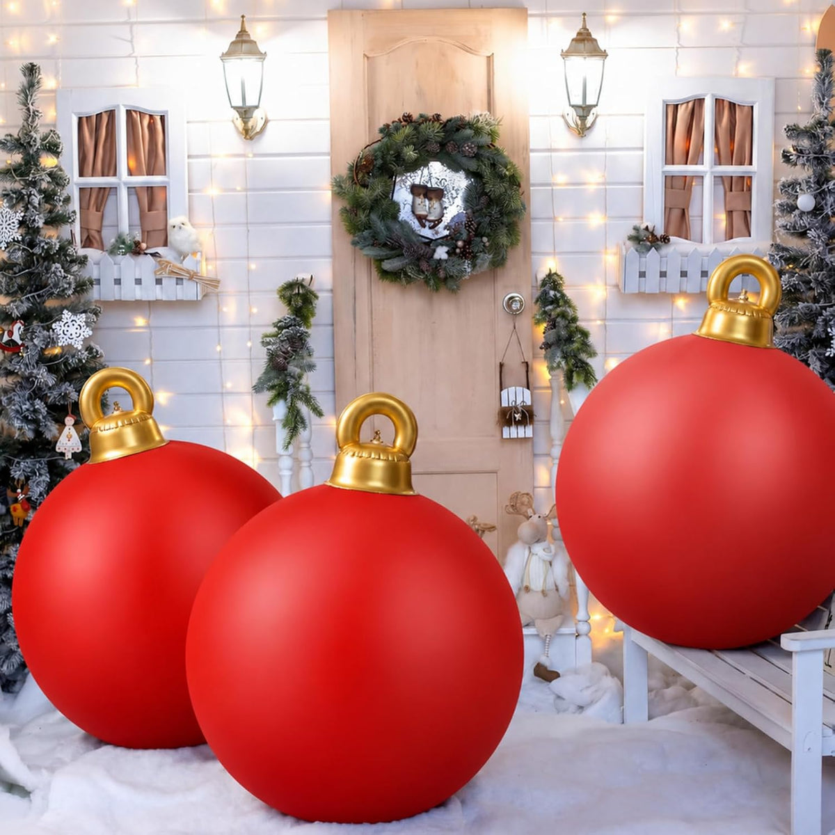 2 bolas inflables gigantes de PVC de 32 pulgadas de Navidad (sólido...