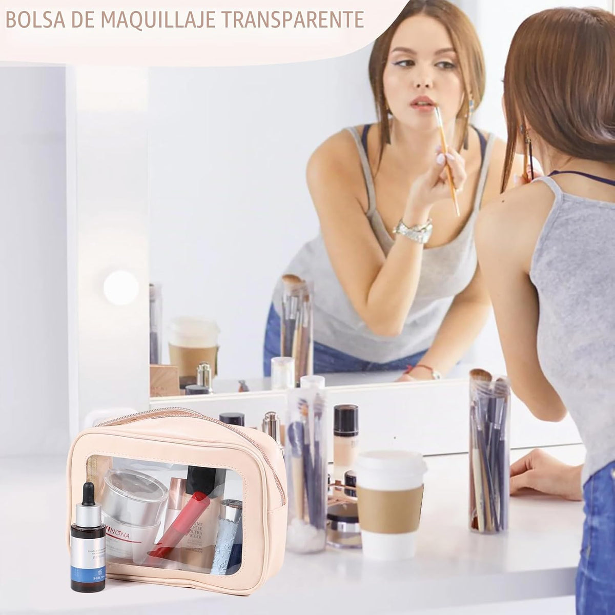 YOPCDJ Paquete de 3 bolsas de aseo transparentes, aprobada por la T...