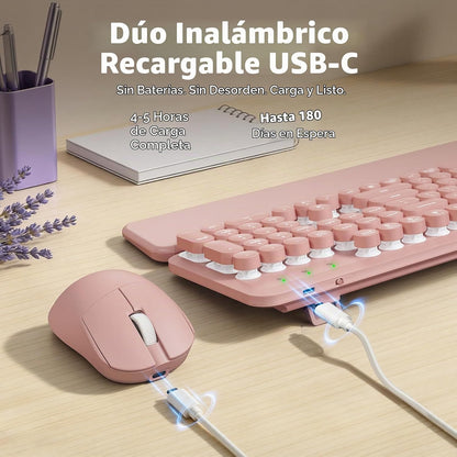 Combo de teclado y mouse inalámbricos retroiluminados, teclado retr...