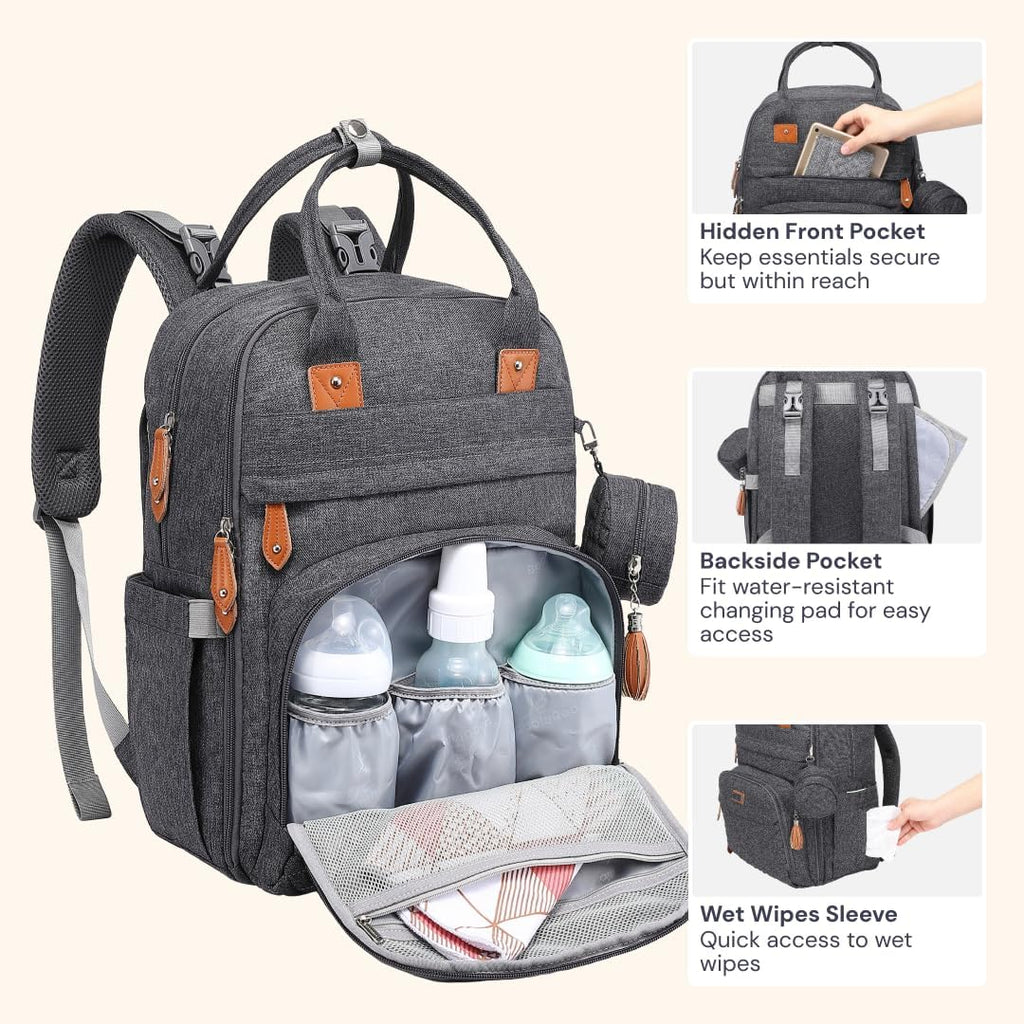 BabbleRoo Mochila para pañales \u2013 Bolsa de viaje para Baby Esse...