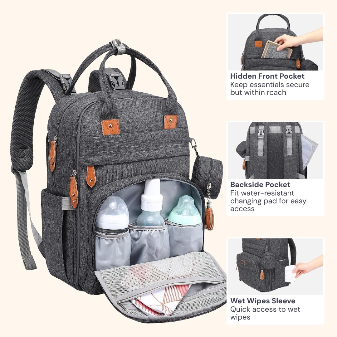 BabbleRoo Mochila para pañales \u2013 Bolsa de viaje para Baby Esse...