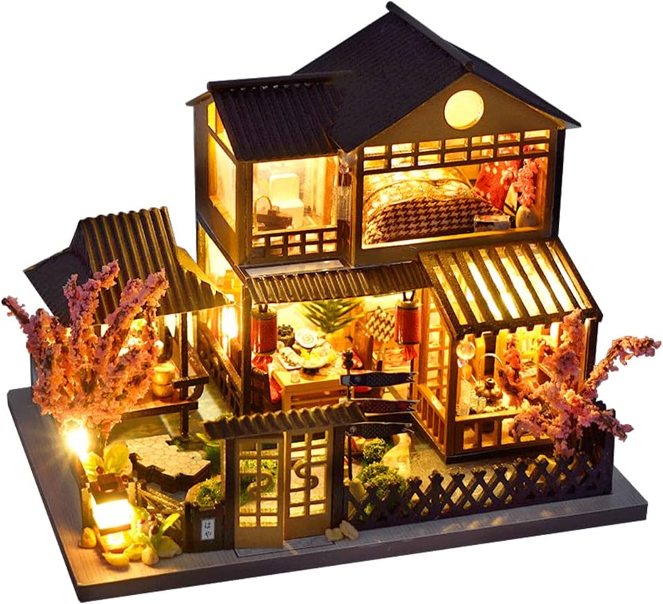 CUTEBEE Casa de muñecas en miniatura con muebles, kit de casa de mu...
