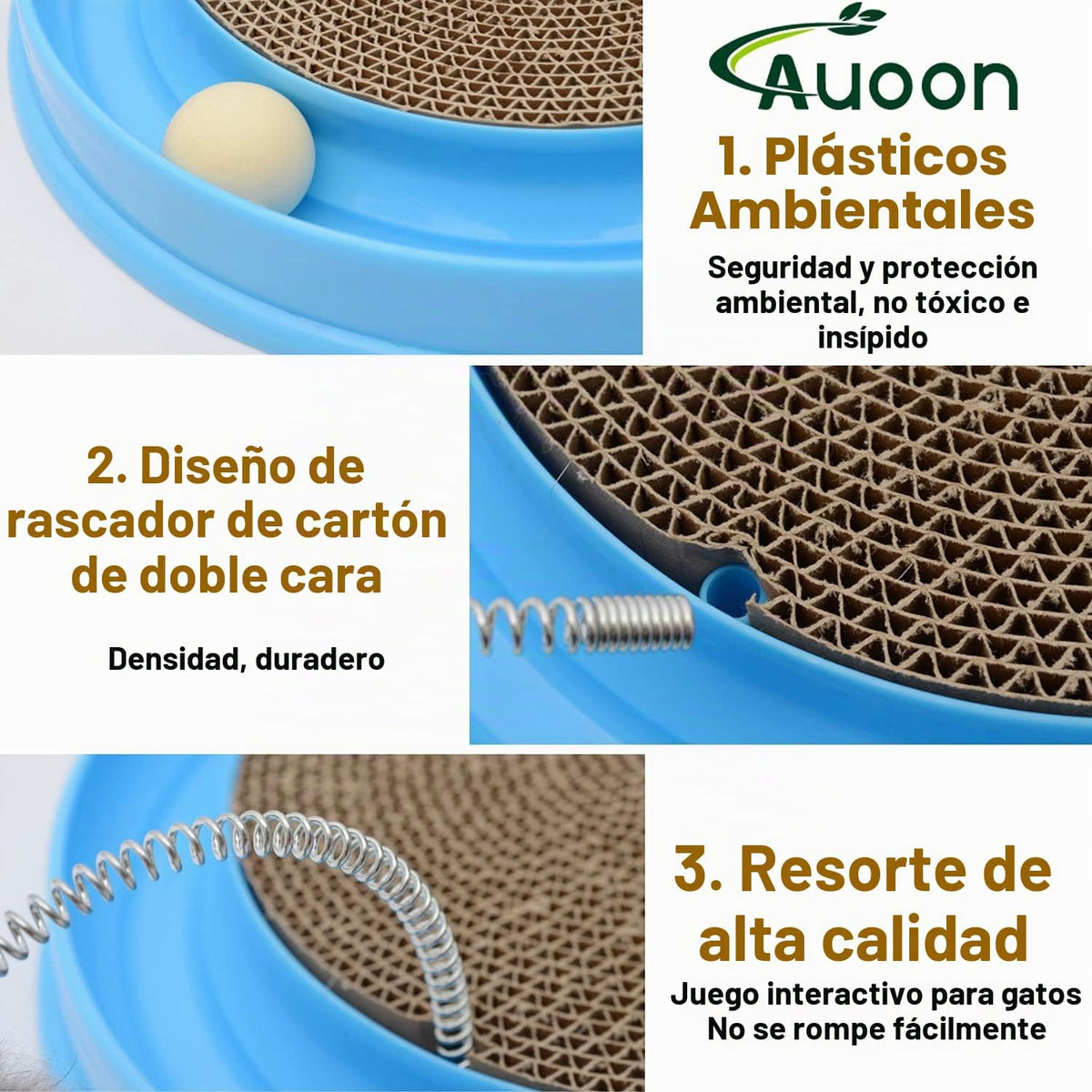 AUOON Juguete rascador para gatos con pista de bolas para gatos y g...