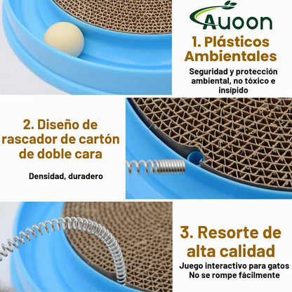 AUOON Juguete rascador para gatos con pista de bolas para gatos y g...