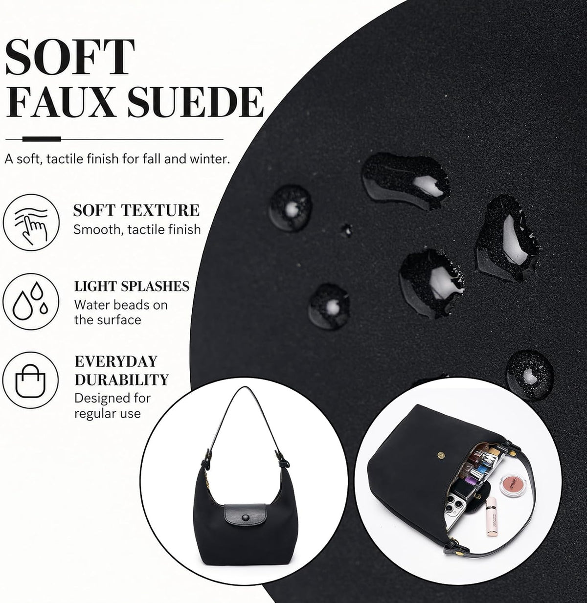 Bolsos cruzados de gamuza para mujer, bolso de bola de masa con hom...