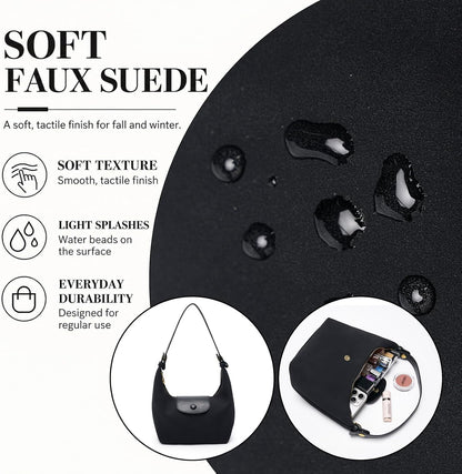 Bolsos cruzados de gamuza para mujer, bolso de bola de masa con hom...