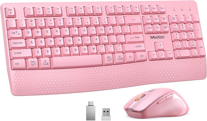 MEETION Combo de teclado y mouse inalámbricos, tamaño completo con...