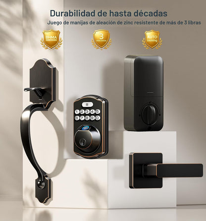 Veise KS02D Cerradura de cerrojo de huellas dactilares con mango, b...