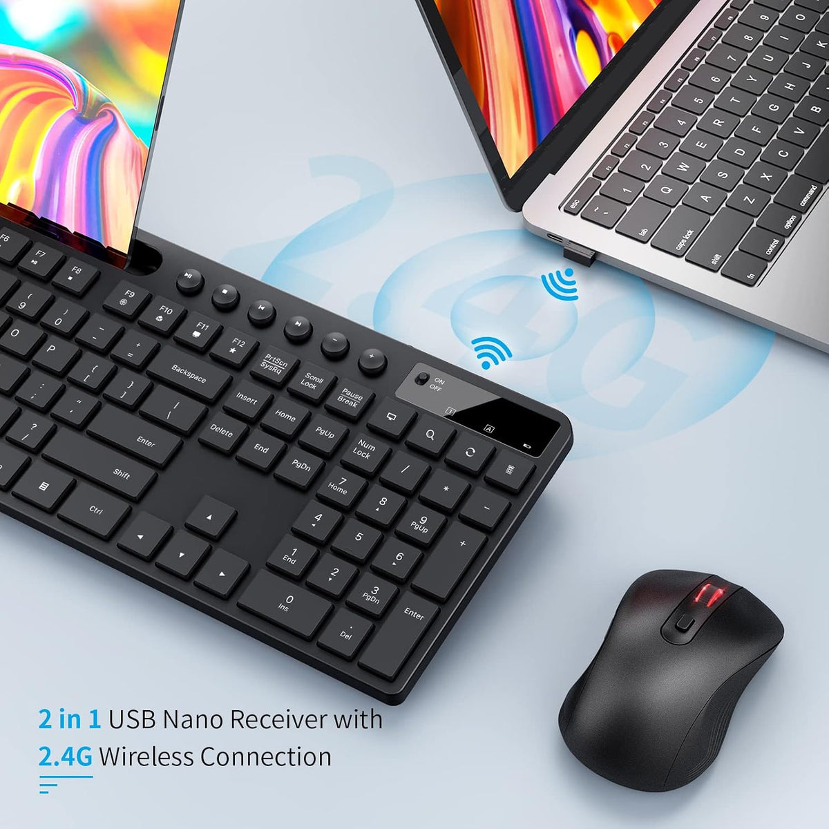 Combinación de teclado y ratón inalámbricos, MARVO 2.4G Teclado ina...