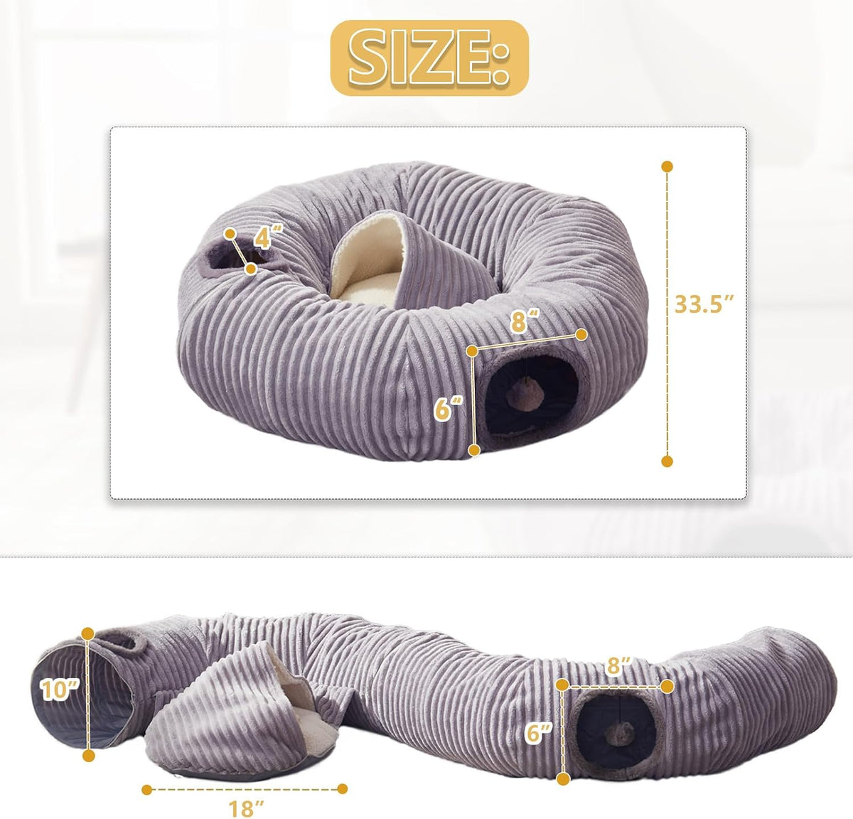 Cama Túnel para Gatos de Interior - Lindo Túnel de Donut para Gatos...