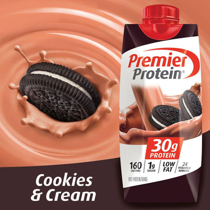 Batido de proteínas Premier Protein, galletas y crema, 12 unidades