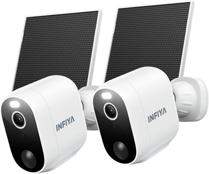 INFIYA Cámara solar 2K inalámbrica para exteriores, paquete de 2, c...