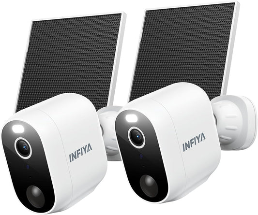 INFIYA Cámara solar 2K inalámbrica para exteriores, paquete de 2, c...