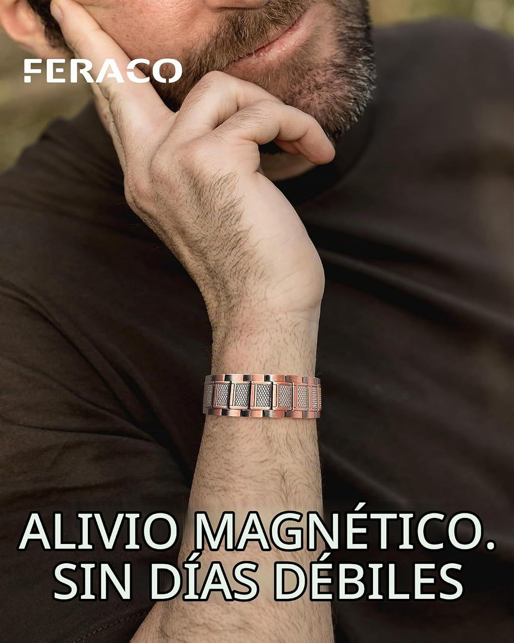 Pulsera de cobre para hombre Feraco, 3 veces más fuerte, pulseras m...