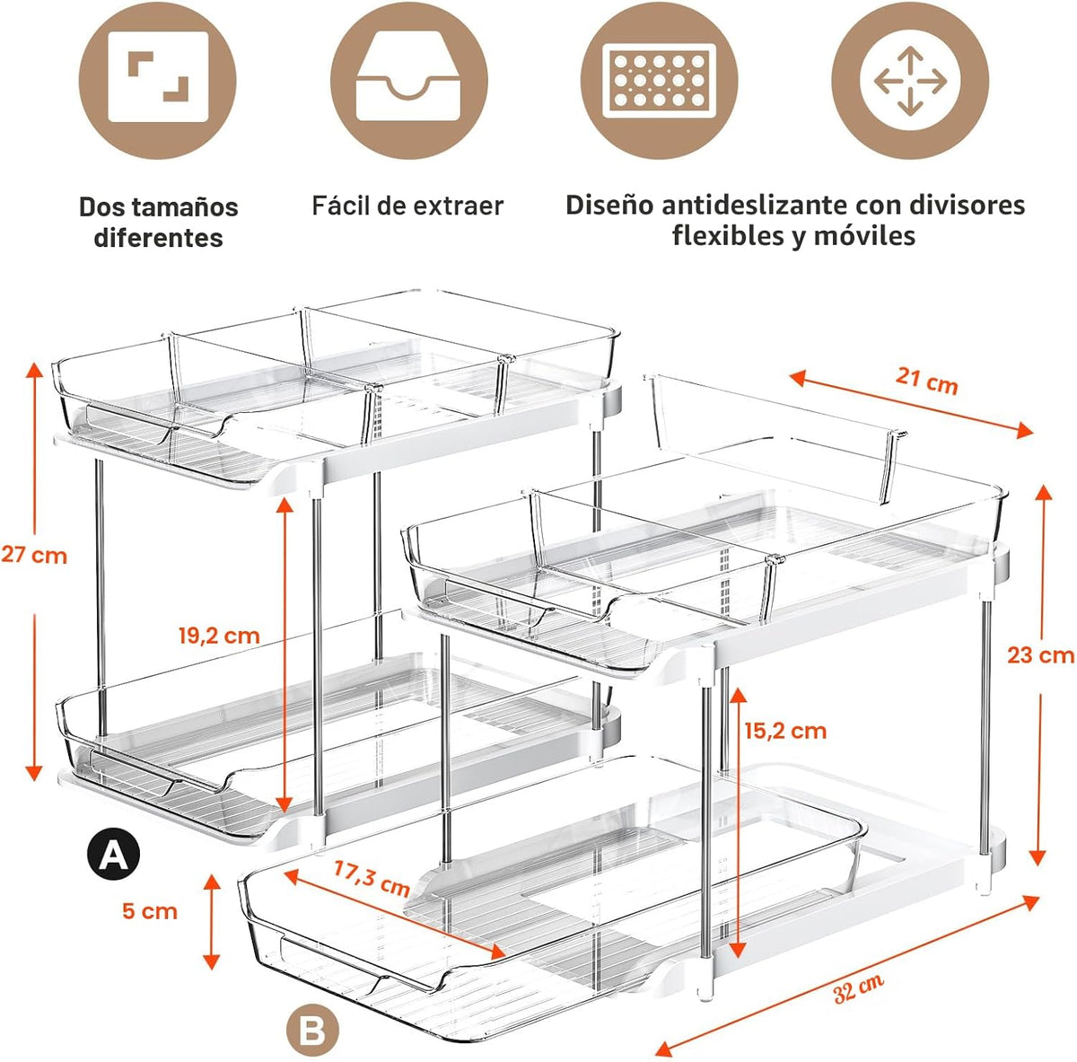 Delamu Organizadores y Almacenamiento Multiusos para Baño Debajo de...
