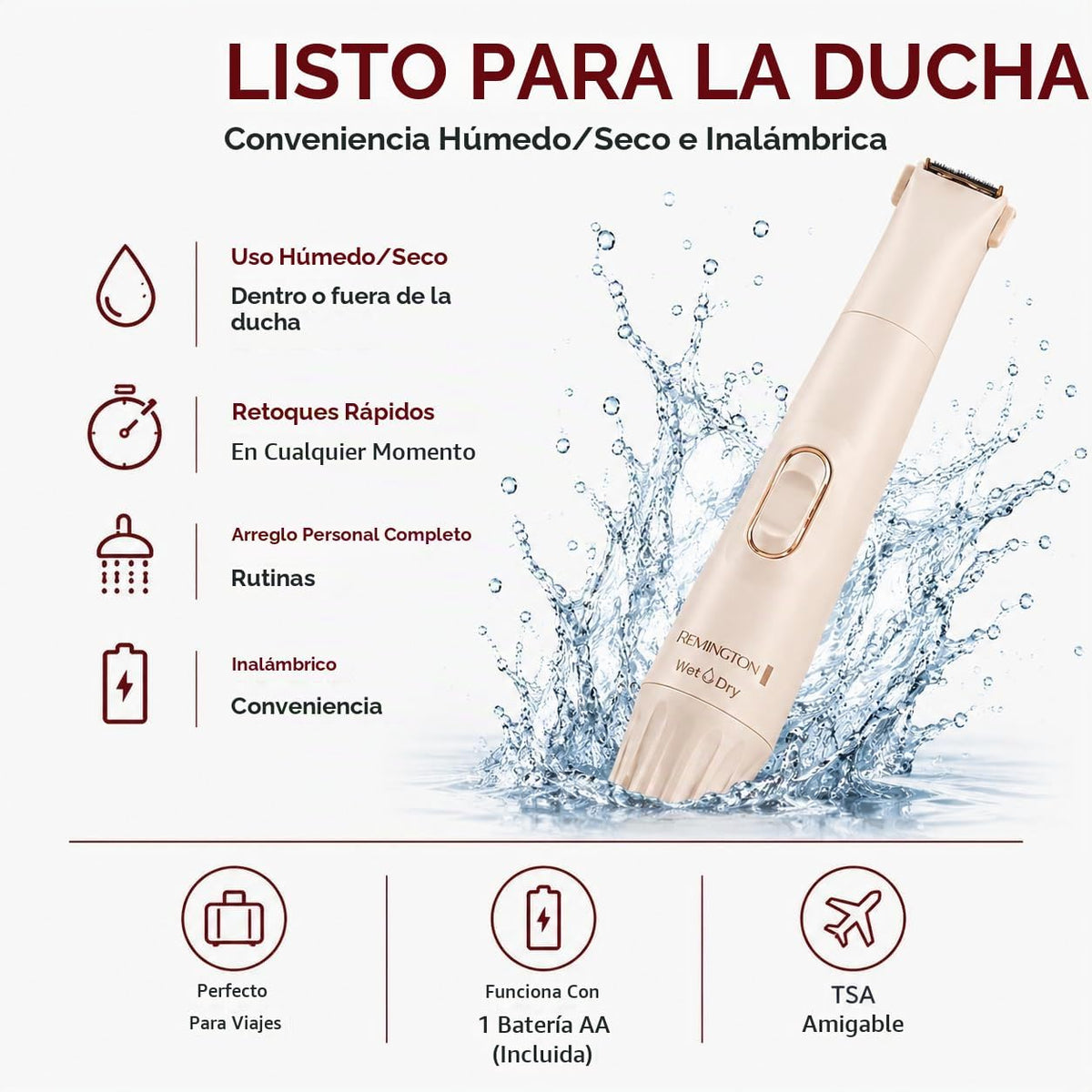 Remington Kit de cuerpo y bikini suave y sedoso, recortadora y afei...