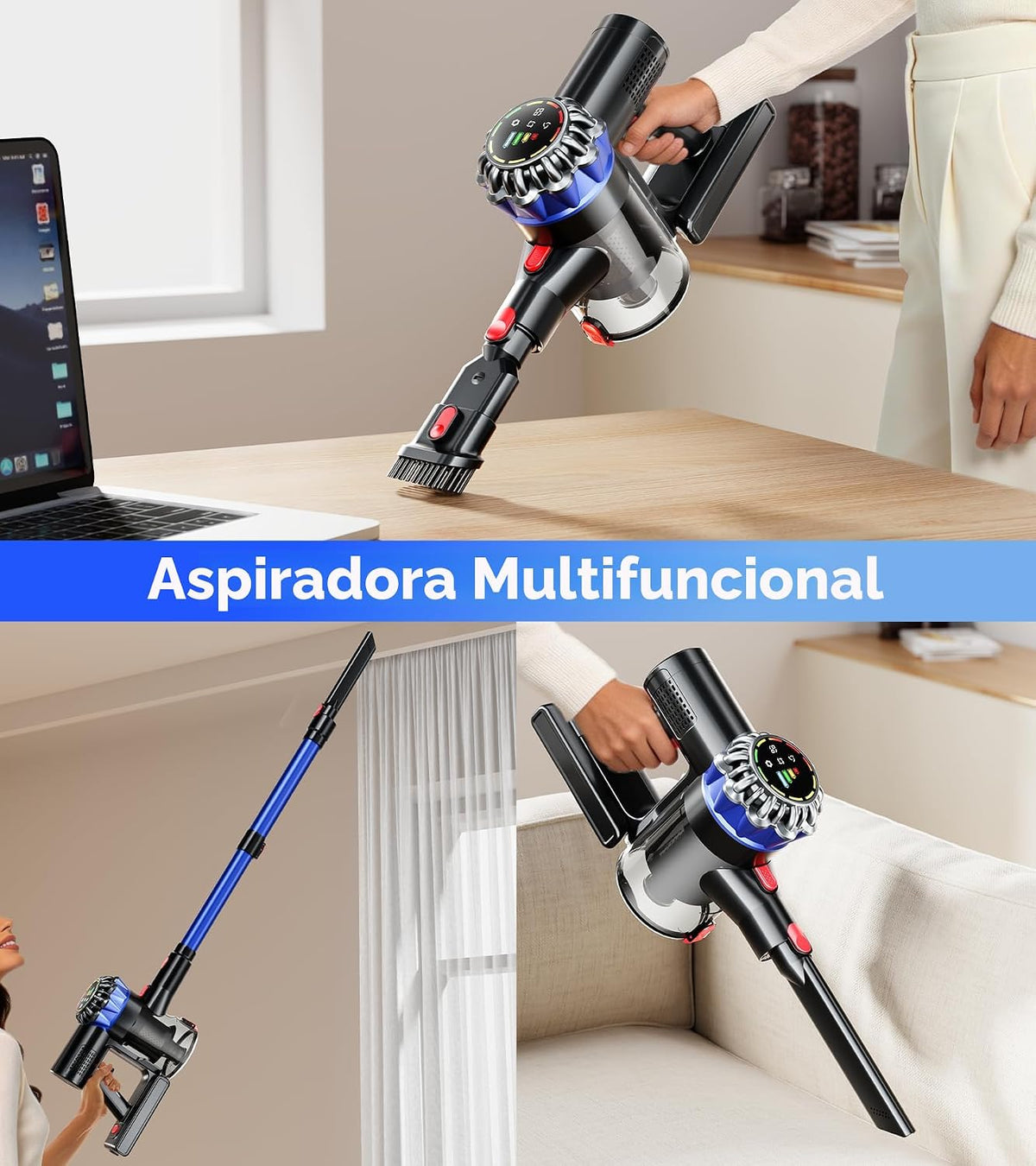 HFFLH Aspiradora inalámbrica, 600 W, 50 Kpa, 65 minutos, aspiradora...